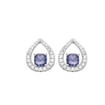 Boucles d'oreilles argent rhodié oz pierre synthétique 1572740