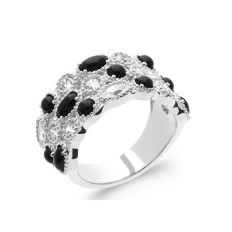 Bague argent rhodié 925/000 oz pierres véritables 1291007