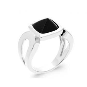 Bague argent rhodié 925/000 Agate noire 1299107