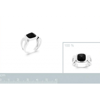 Bague argent rhodié 925/000 Agate noire 1299107