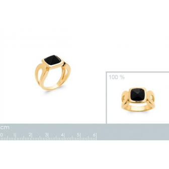 Bague plaqué-or 750/000 5 microns Agate noire 2299107