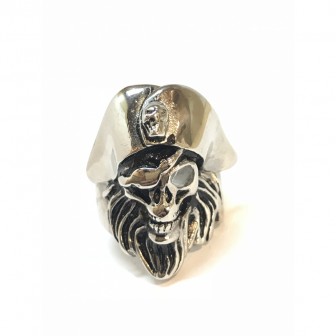 Bague acier tête de mort pirate