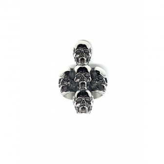 Bague acier croix tête de mort