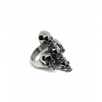 Bague acier croix tête de mort