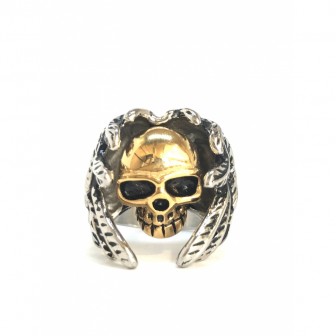 Bague acier tête de mort avec des ailes BA063