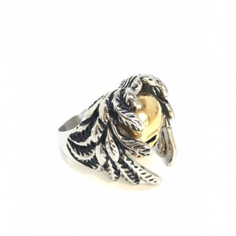 Bague acier tête de mort avec des ailes BA063