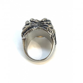Bague acier tête de mort avec des ailes BA063