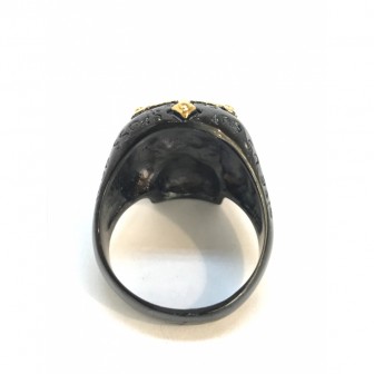 Bague acier tête de mort avec la croix BA067