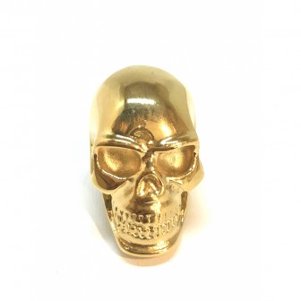 Bague acier tête de mort doré BA025