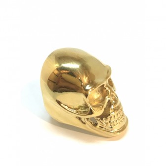 Bague acier tête de mort doré BA025
