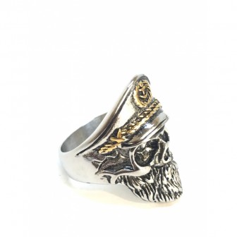Bague acier tête de mort capitaine BA071