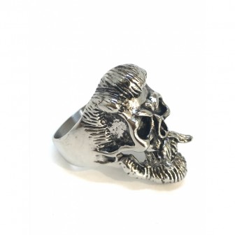 Bague acier tête de mort avec moustache BA065
