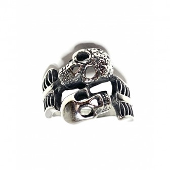 Bague acier tête de mort couple BA128