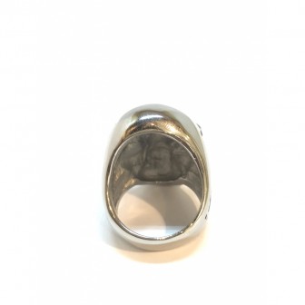 Bague acier tête de mort yeux strass BA018