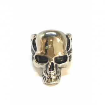 Bague acier tête de mort avec des ailes BA028