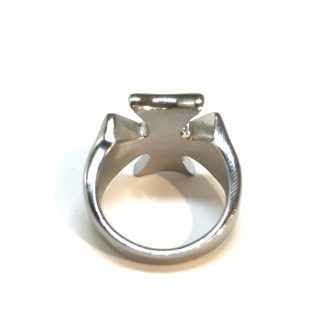 Bague acier tête de mort sur croix de Malte BA022