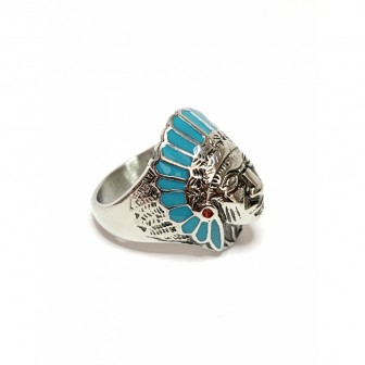 Bague acier tête d'indien BA121