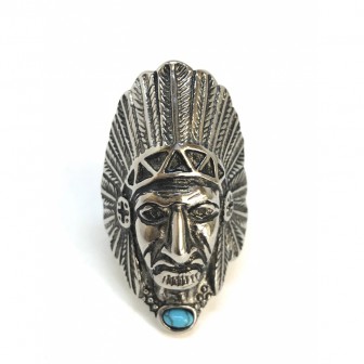 Bague acier tête d’indien BA074