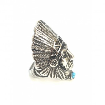 Bague acier tête d’indien BA074