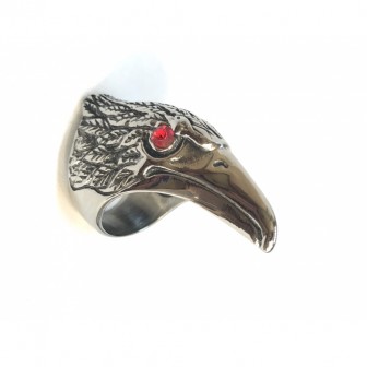 Bague acier tête d’aigle BA060
