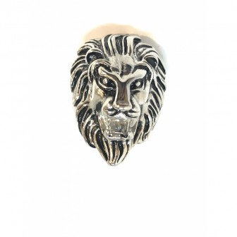 Bague acier tête de lion BA015