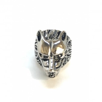 Bague acier tête de loup BA077