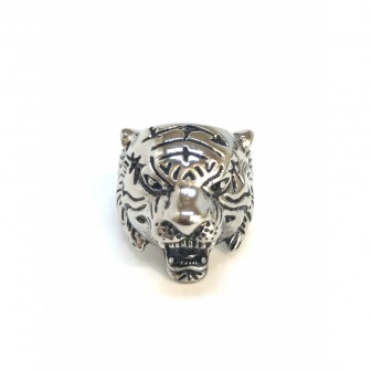 Bague acier tête de tigre BA081