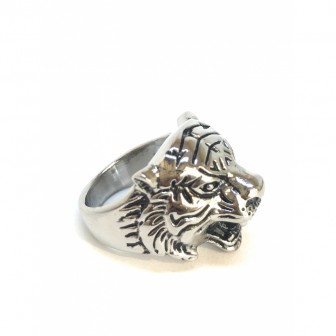 Bague acier tête de tigre BA081