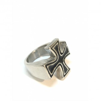 Bague acier croix de Malte BA059