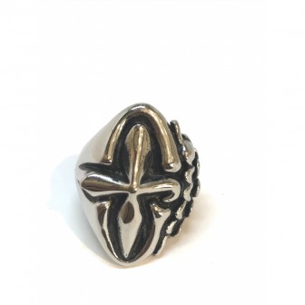 Bague acier croix BA057