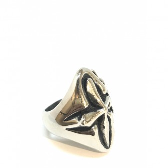 Bague acier croix BA057
