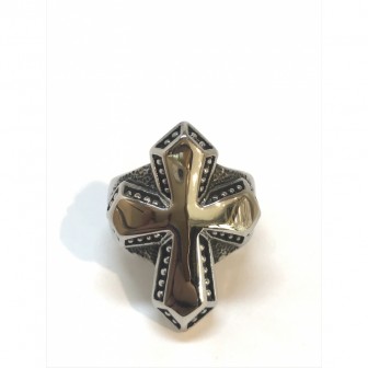 Bague acier croix BA054