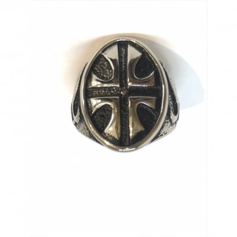 Bague acier croix BA053