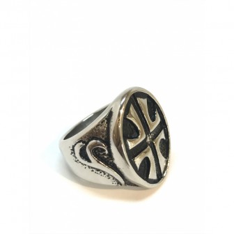 Bague acier croix BA053