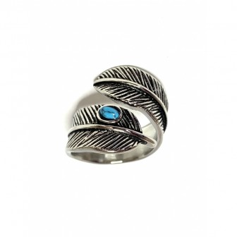 Bague acier plume BA109