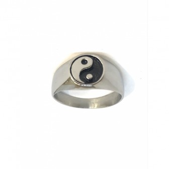 Bague acier yin yang BA072