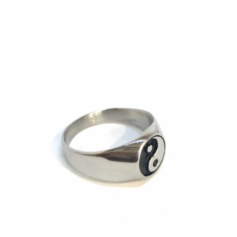 Bague acier yin yang BA072