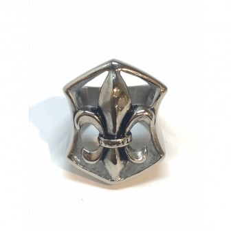 Bague acier fleur de lys BA007