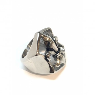 Bague acier fleur de lys BA007