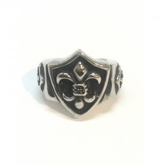 Bague acier fleur de lys BA004
