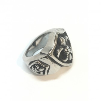 Bague acier fleur de lys BA004