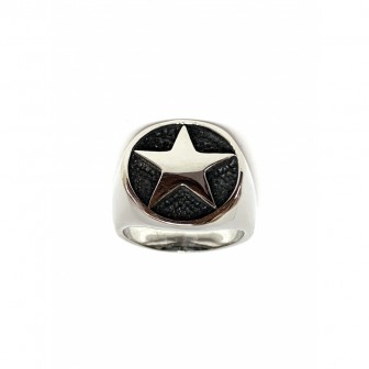 Bague acier pentacle BA107