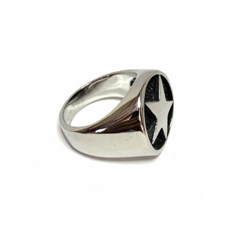 Bague acier pentacle BA107