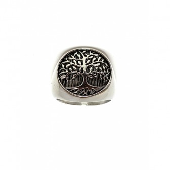 Bague acier arbre de vie BA103