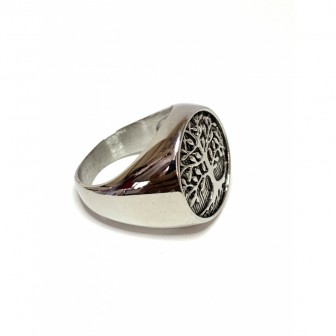 Bague acier arbre de vie BA103