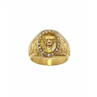 Bague acier chevalière tête de lion BA099