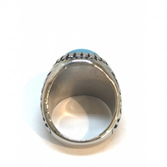 Bague acier chevalier turquoise BA037