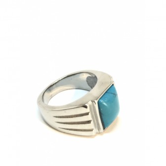 Bague acier chevalier turquoise BA042