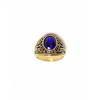 Bague acier universitaire pierre bleue BA041-2