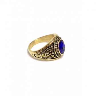 Bague acier universitaire pierre bleue BA041-2